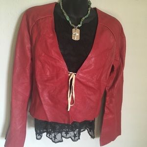 Vintage Red Gap leather shrug